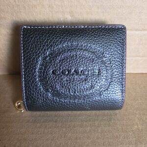 Coach Black Pebbled Leather Small Snap Wallet
